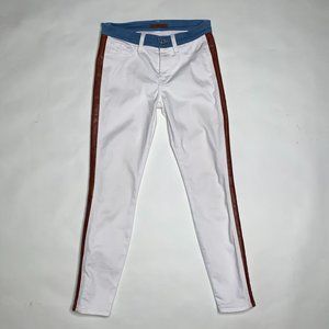 7 of all Mankind white skinny jeans with leather